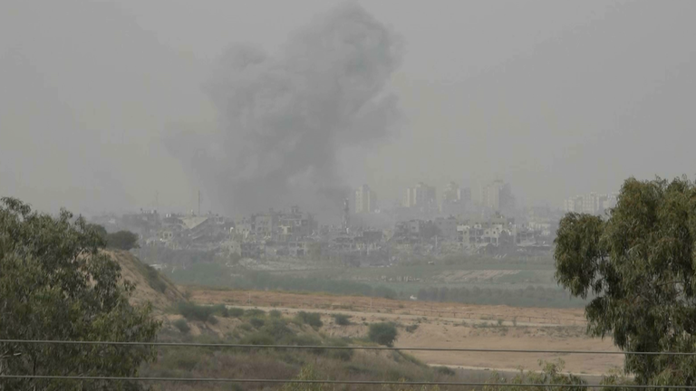 Smoke above Gaza skyline