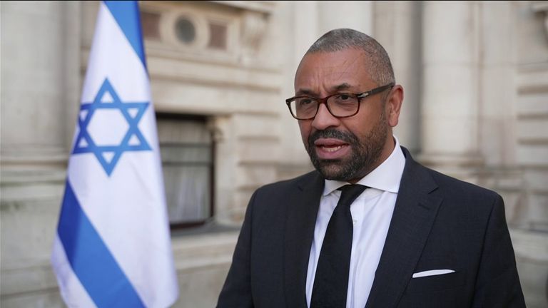 Foreign Secretary James Cleverly has reaffirmed the UK&#39;s government support for Israel against &#39;the terrorist attack&#39; by Hamas &#39;against unarmed civilians&#39;