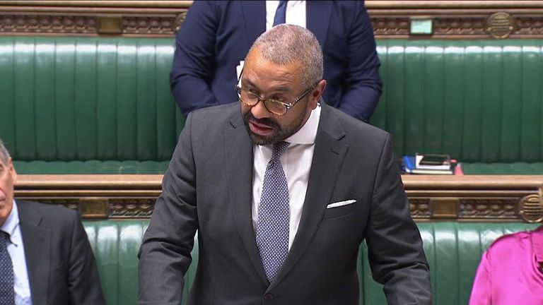 James Cleverly during the urgent question