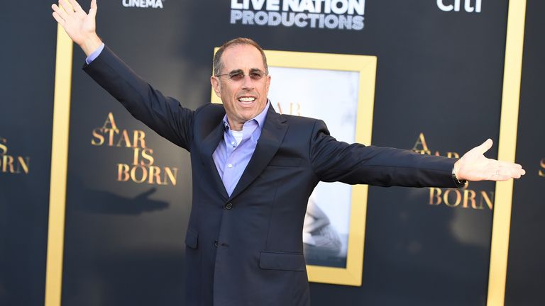 Jerry Seinfeld at the Los Angeles premiere of A Star Is Born in 2018 at the Shrine Auditorium
