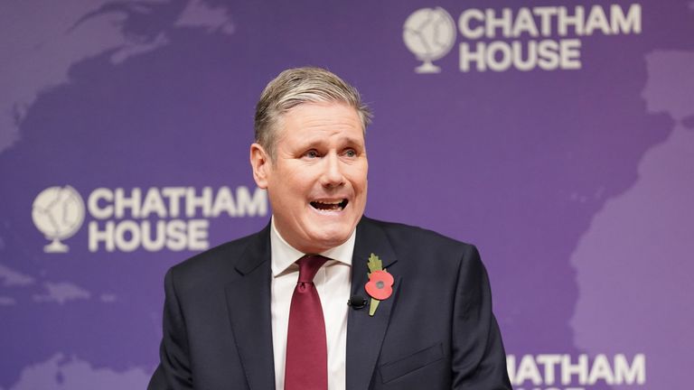 Labour leader Sir Keir Starmer delivers a speech  on the situation in the Middle East at Chatham House in central London. Picture date: Tuesday October 31, 2023. PA Photo. See PA story POLITICS Israel. Photo credit should read: Stefan Rousseau/PA Wire