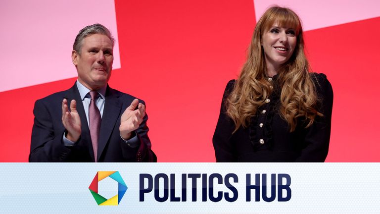 Sir Keir Starmer and Angela Rayner on the opening day of Labour's 2023 conference
