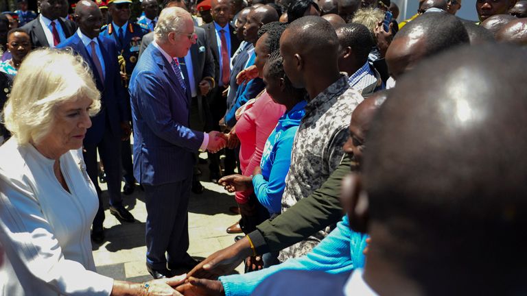 King Charles III and Queen Camilla are received as they arrive to tour the Mashujaa Museum in Uhuru Gardens, in Langata district of Nairobi, Kenya