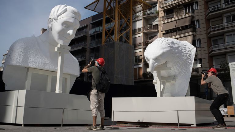 The new sculptural figures, representing Matthew and John. Pic: Europa Press via AP
