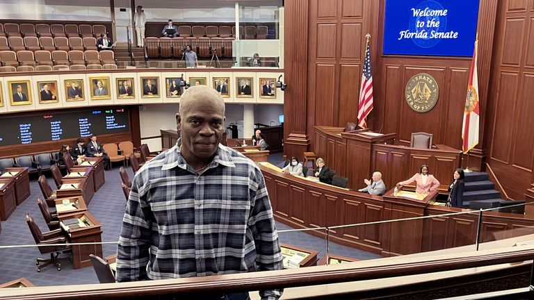 News Leonard Allen Cure on the ground of the Florida Senate on the day his compensation bill turned into passed in April. Pic: AP