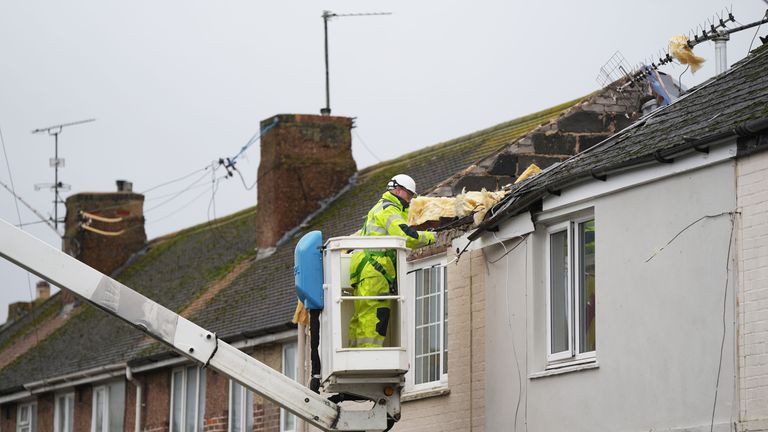 Repair work to the damaged roof. Pic: Eddie Mitchell