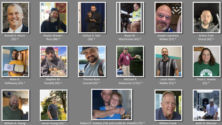 The victims of the mass shooting in Maine. Pic: Department of Public Safety