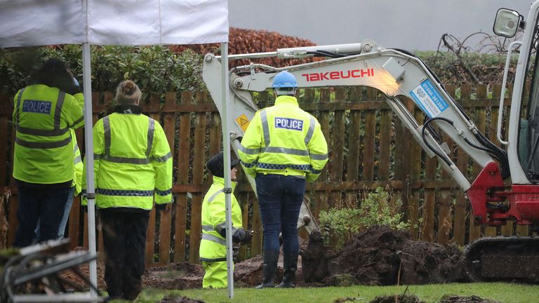 Police search a cottage and its grounds where Margaret Fleming lived in Inverkip, as they investigate the disappearance of the vulnerable woman last seen in public 17 years ago.