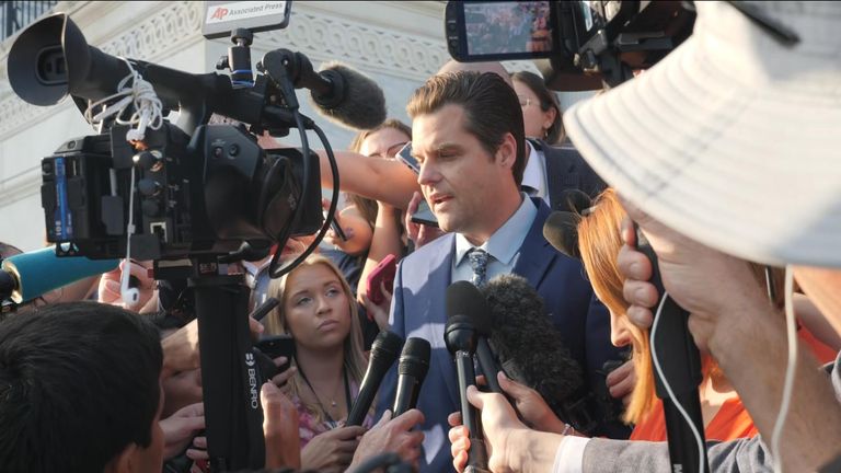 United States Representative Matt Gaetz speaks to Sky News after US House Speaker Kevin McCarthy was removed from office
