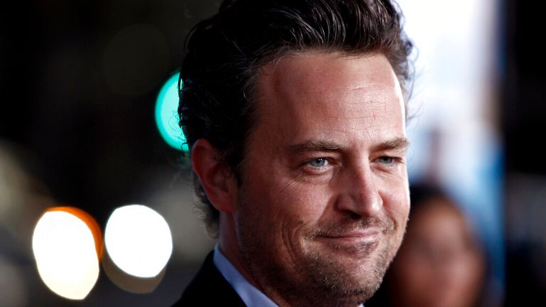 FILE - Matthew Perry arrives at the premiere of "The Invention of Lying" in Los Angeles on Sept. 21, 2009. Perry turns 53 on Aug. 19. (AP Photo/Matt Sayles, File)