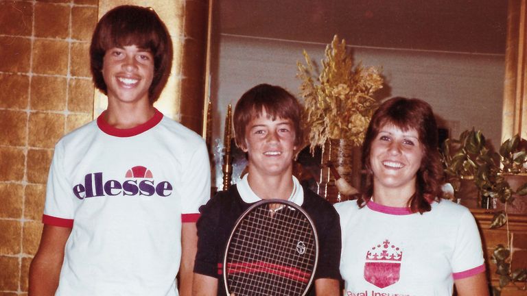 02 June 2021 - Talented junior tennis player Matthew Perry [middle] before his role as Chandler Bing on "Friends" one of the most beloved shows in television history. File Photo: Personal Photo 1985, Hamilton, Ontario, Canada. Photo Credit: Brent Perniac/AdMedia /MediaPunch /IPX