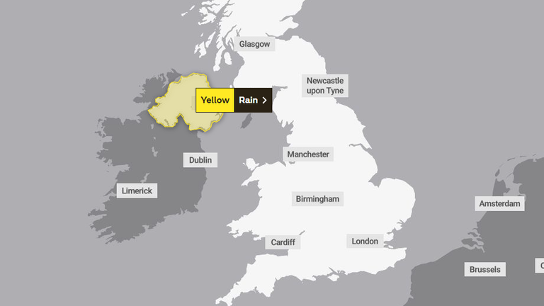 A yellow weather warning covers Northern Ireland today 