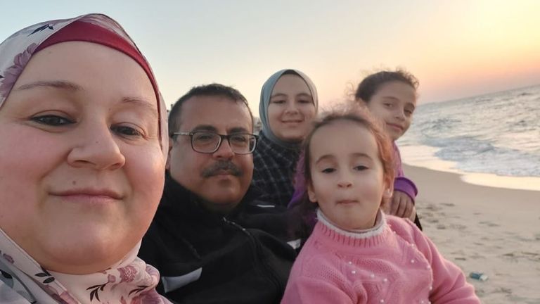 Mohamed and his family on a beach in Gaza
