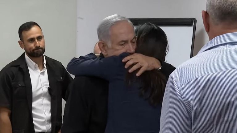 Israeli prime minister Benjamin Netanyahu meets with the families of people kidnapped by Hamas