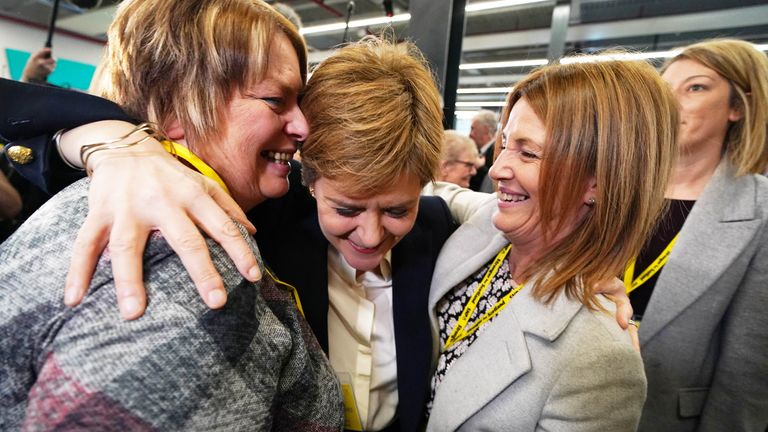 Former leader Nicola Sturgeon arrives at the SNP annual conference at the Event Complex Aberdeen (TECA) in Aberdeen. Picture date: Monday October 16, 2023. PA Photo. See PA story POLITICS SNP. Photo credit should read: Andrew Milligan/PA Wire