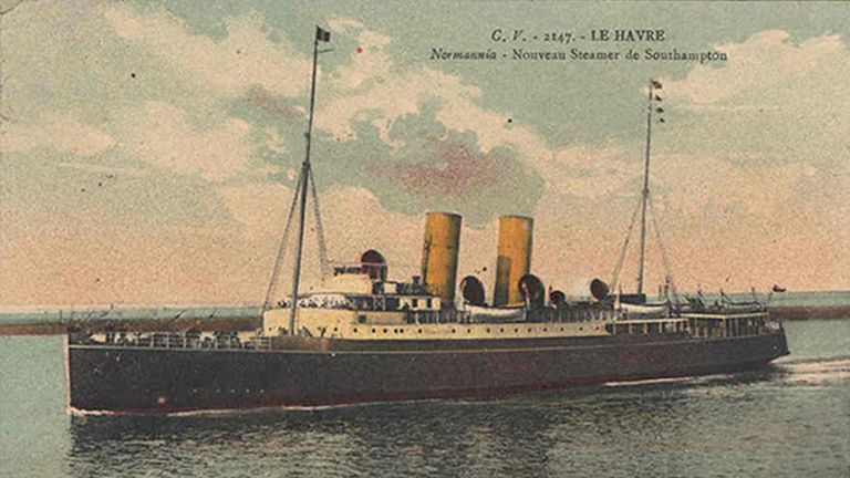  A Historic postcard of the packet boat Normannia