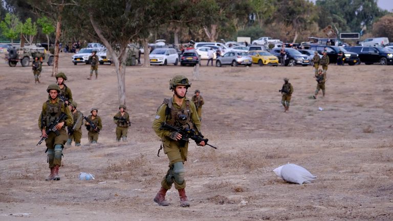 IDF soldiers patrol the Nova Festival site