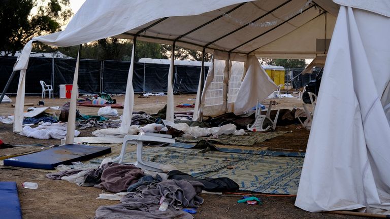 Belongings abandoned in a tent by party goers