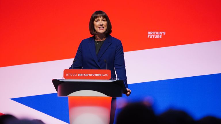 Shadow chancellor Rachel Reeves makes her keynote speech during the Labour Party Conference in Liverpool. Picture date: Monday October 9, 2023. PA Photo. See PA story POLITICS Labour. Photo credit should read: Peter Byrne/PA Wire 