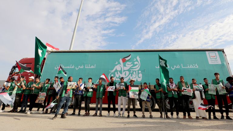 Pro-Palestinian demonstrators at the Rafah crossing