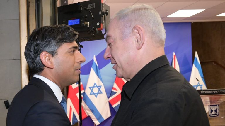 Rishi Sunak meets Benjamin Netanyahu in Israel
 Pic:Amos Ben Gershom