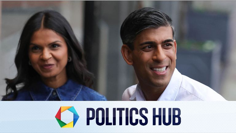Rishi Sunak and his wife Akshata Murthy arriving at the Tory party conference in Manchester.