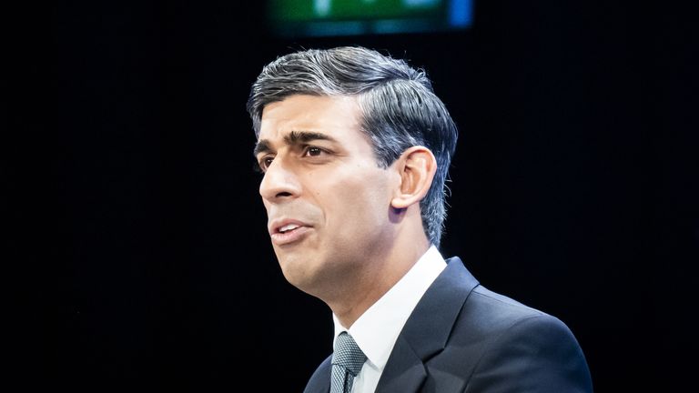 Prime Minister Rishi Sunak delivers his keynote speech at the Conservative Party annual conference at Manchester Central convention complex. the Conservative Party annual conference at the Manchester Central convention complex. Picture date: Wednesday October 4, 2023.