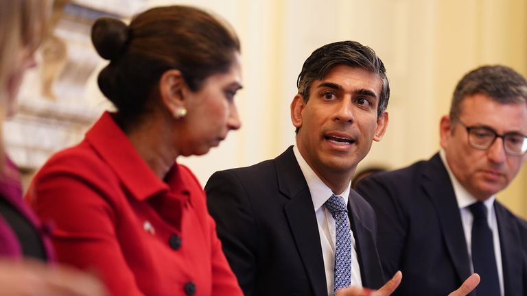 Prime Minister Rishi Sunak hosts a policing roundtable at 10 Downing Street, London. Picture date: Thursday October 12, 2023.