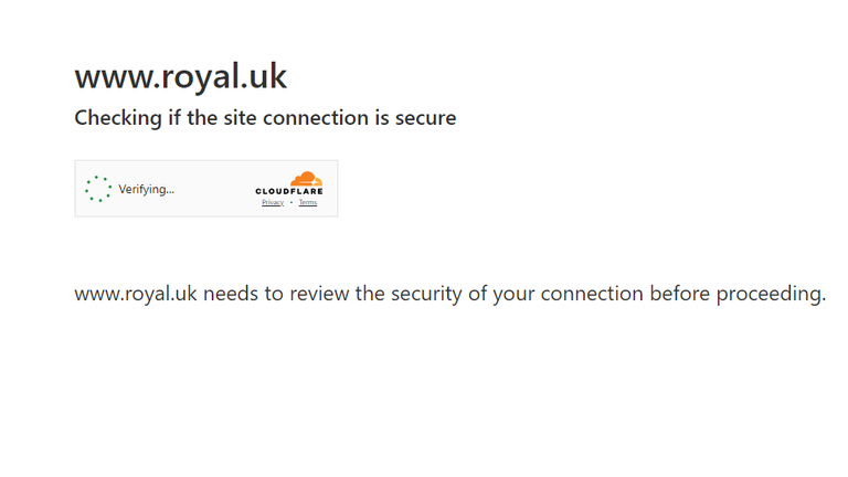 A security message on the royal website after it was hit by an attack. Pic: royal.uk