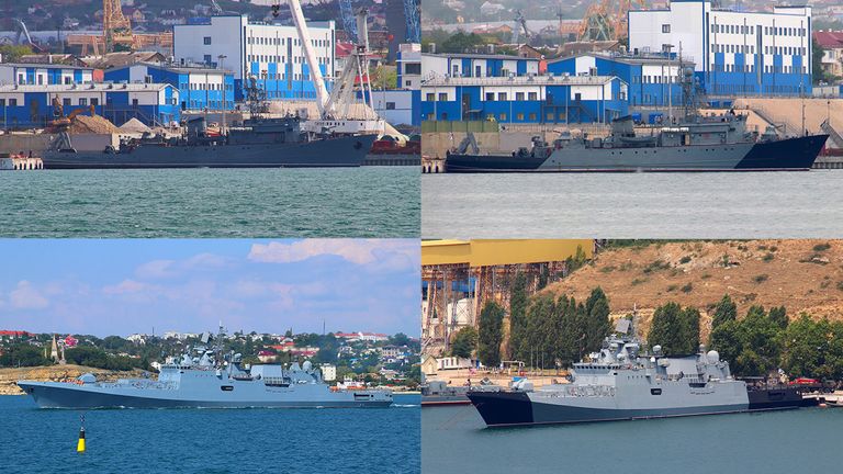 Before and after images of the painted ships Admiral Makarov (top) and Ivan Gobulets (bottom). Pics: A. Brichevsky