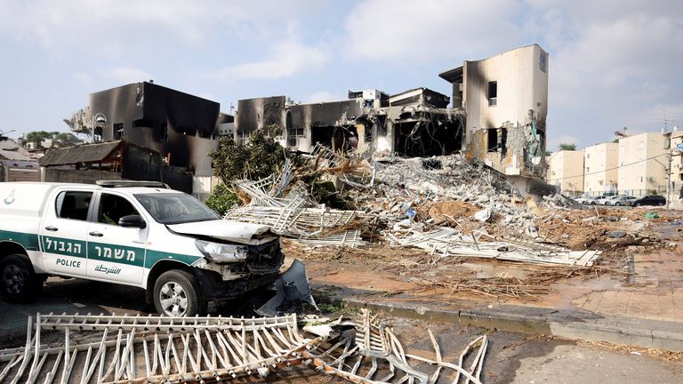 An Israeli police station was destroyed in Sderot after a battle with Hamas fighters