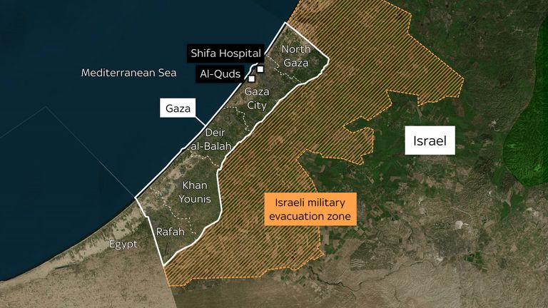 The hospitals among the latest hit in Israeli strikes, according to a Sky News producer in Gaza