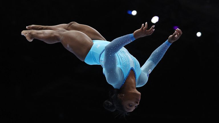 Simone Biles at the World Gymnastics Championships in Belgium
