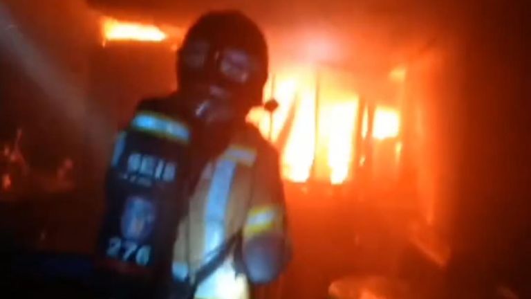 Firefighters battle a deadly blaze in a Spanish nightclub