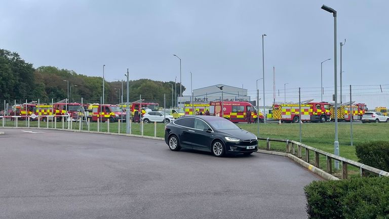 Fire engines at Stansted Airport. Pic: @PlaneAudits