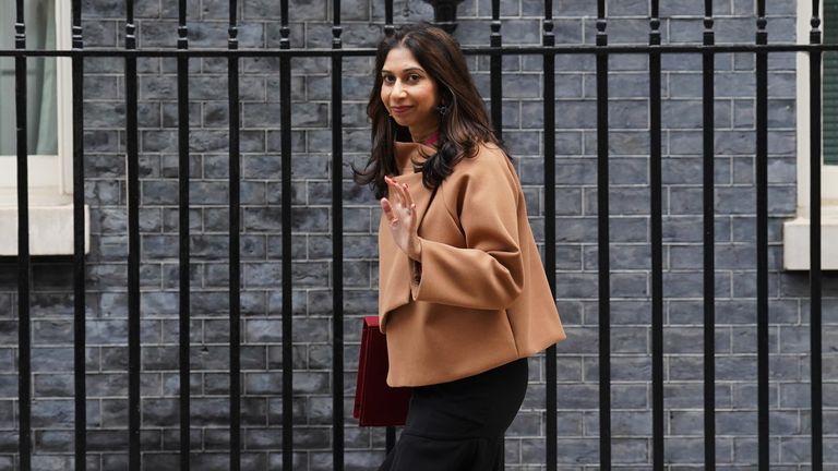 Home Secretary Suella Braverman arriving in Downing Street, London, for a Cabinet meeting. Picture date: Tuesday October 17, 2023.