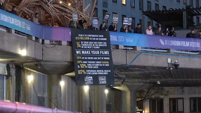 Protestors at the last night of the London Film Festival 