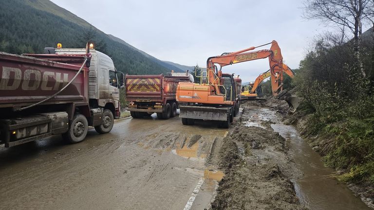 Bear Scotland workers are continuing to clear up the A83. Pic: Traffic Scotland