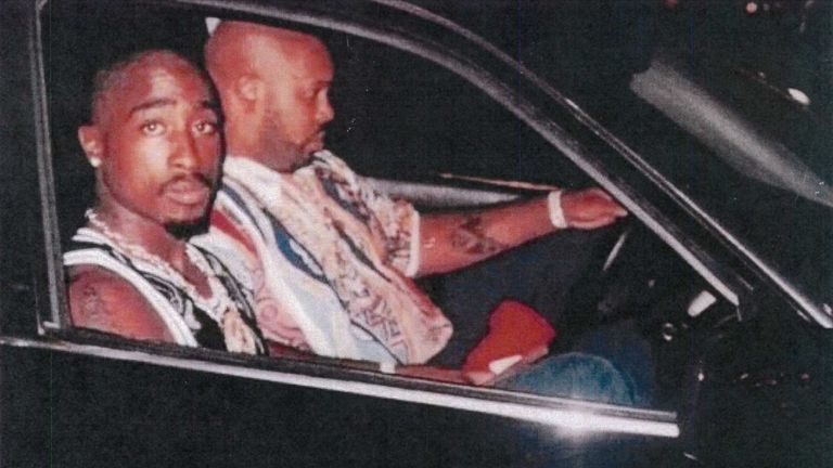 Court-released image of Tupac and Knight in the car the pair were shot in