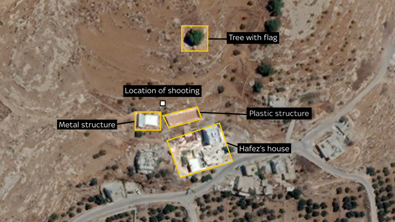 Map of key locations in the settler attack on the West Bank village of At-Tuwani on 12 October, 2023. SOUREC: Google