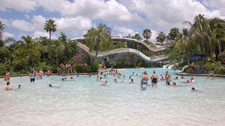 Massive swimming pool at the Typhoon Lagoon, Disney World, Orlando, Florida, USA
