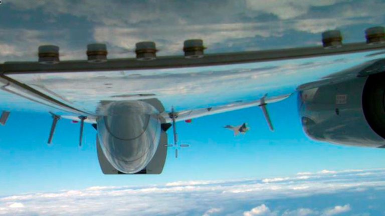 An intercept of a US plane by Chinese aircraft above the Pacific on 11 January, 2023. Pic: Department of Defense via AP