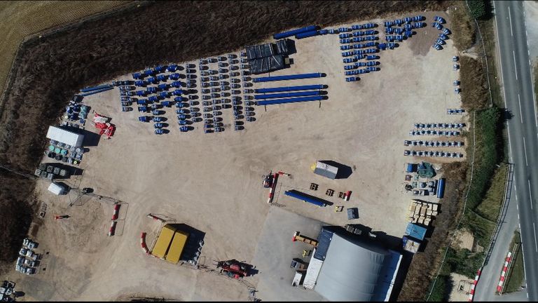 Anglian Water pipe construction site