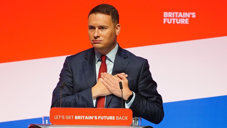 Shadow health secretary Wes Streeting speaking during the Labour Party Conference in Liverpool. Picture date: Wednesday October 11, 2023.