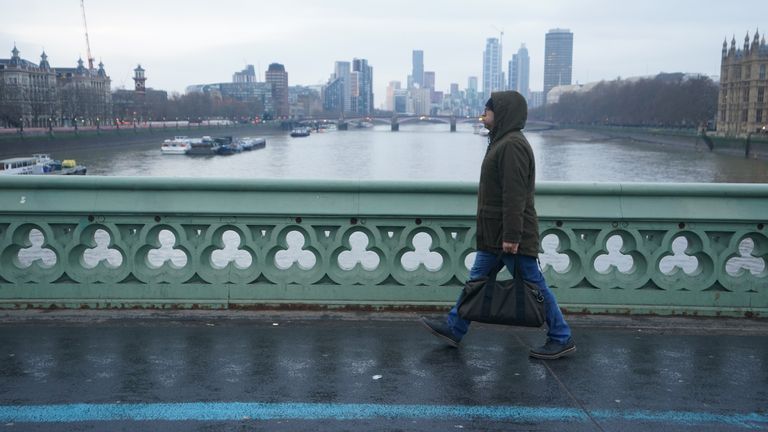 File pic of cold weather in Westminster, London