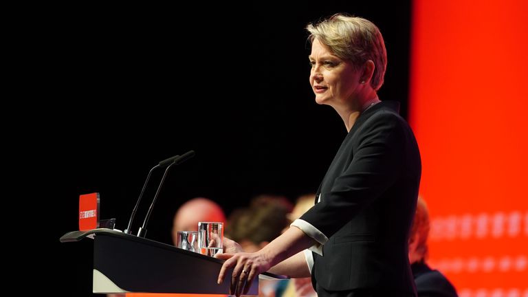 Shadow home secretary Yvette Cooper speaking during the Labour Party Conference in Liverpool