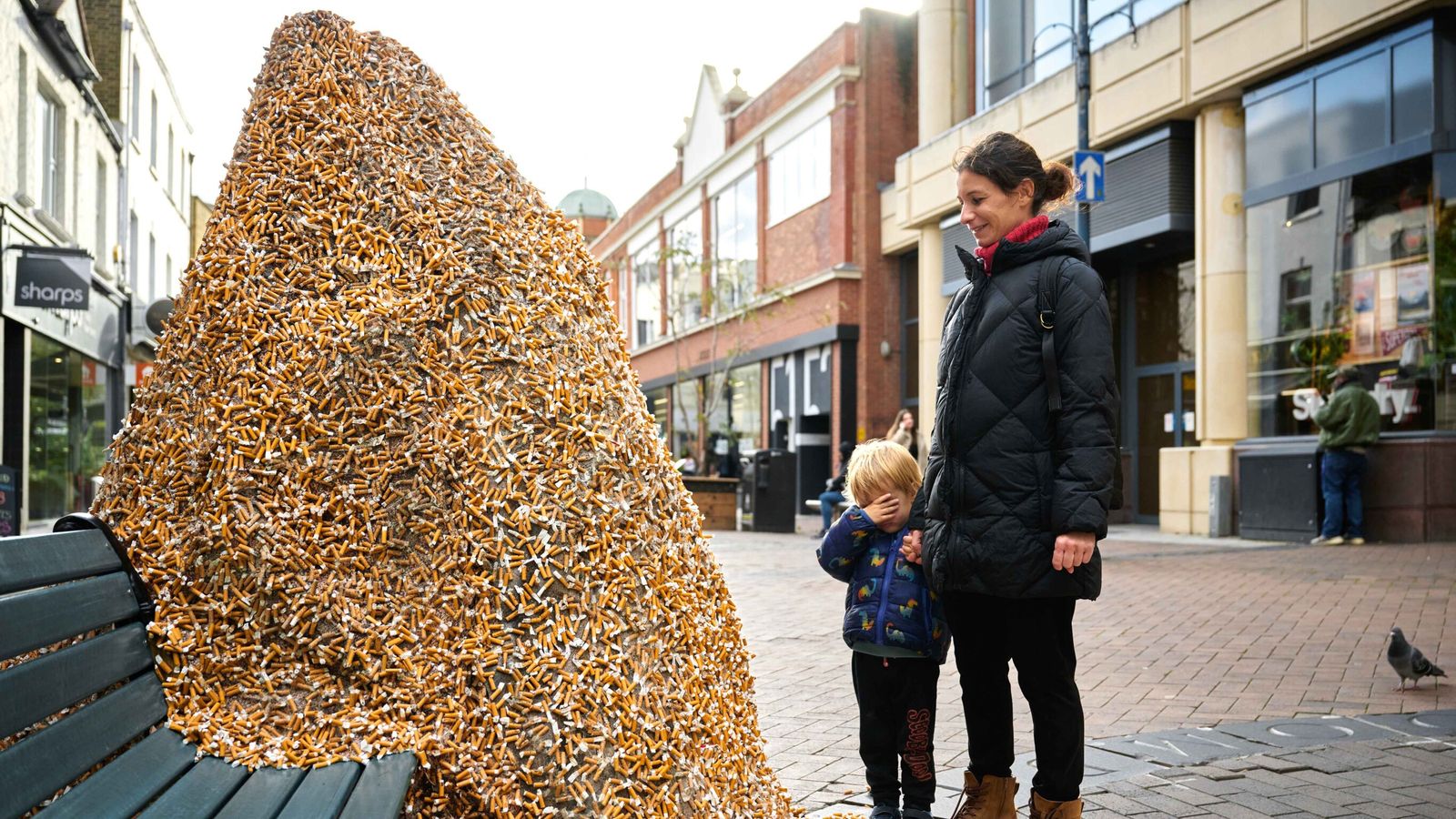 Mountain of cigarette butts dumped on high street to encourage smokers to stop dropping stubs