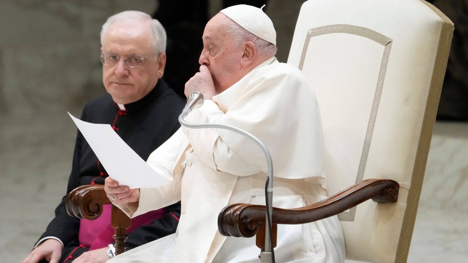 Pope Francis 'not well' as he struggles to read speech at The Vatican