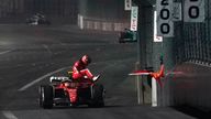November 16th, 2023, Las Vegas Street Circuit, Las Vegas, FORMULA 1 HEINEKEN SILVER LAS VEGAS GRAND PRIX 2023, in the picture Carlos Sainz Jr. (ESP), Scuderia Ferrari drove over a manhole cover and has to park the damaged car. Photo by: Hasan Bratic/picture-alliance/dpa/AP Images