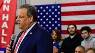 Republican presidential candidate Chris Christie holds a "Tell it Like It Is" town hall at the Historical Society of Cheshire County in Keene, N.H., on Friday, Sept. 29, 2023. (Kristopher Radder/The Brattleboro Reformer via AP)